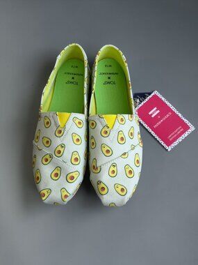 TOMS x Paper Source Avocado Print Flats Size 7.5 NEW NWOB